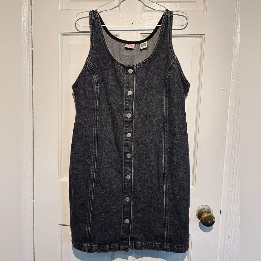 Levi’s black denim button-down dress